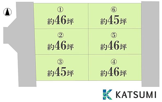 【区画図】全6区画分譲地。