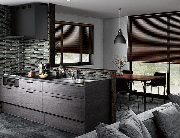 【設備画像:Bb(トクラス)】トクラスオリジナルの人造大理石カウンターを採用。汚れが染み込みにくく、熱にも強いという高い性能を備えています。ハンガーアイテムつき。