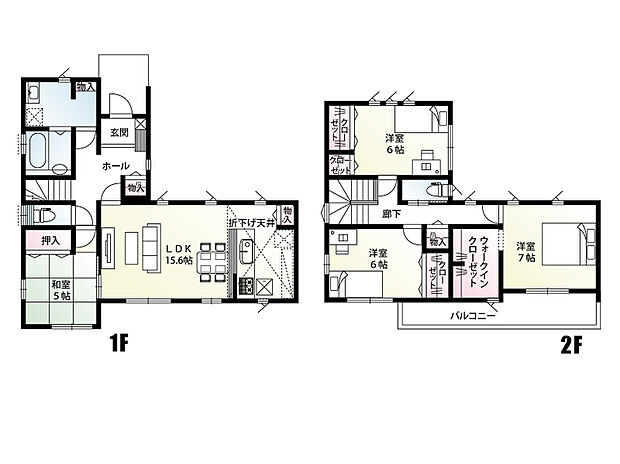 【4LDK】玄関すぐに洗面室を配置した便利なレイアウト。帰宅後すぐに手洗い・うがいができる間取りです。
