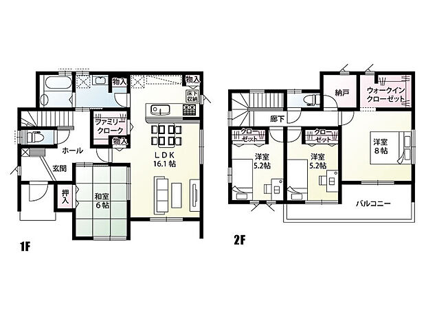 【4LDK+S】全居室南向きでファミリークロークなど収納充実プランとなっております。
