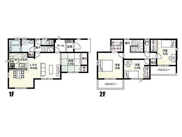 【4LDK】和室4.5帖と続くリビングは陽当たりもよく、快適にお過ごしいただけます。
2階の3部屋も南向きで採光・通風もよい4LDKです!
リビングスルー階段採用で、家族が顔を合わせる機会が多くなり、会話が生まれやすくなります♪