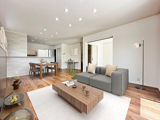 【【1号棟：リビング】】※写真は合成イメージになります。