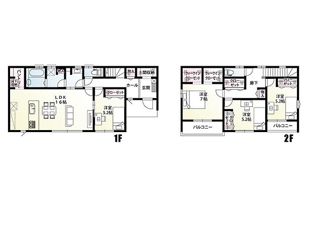 【4LDK】全室南向きで、どのお部屋も明るく心地よい光に包まれるお家です。
土間収納やパントリー、ウォークインクローゼットなど豊富な収納を完備。いつでも整ったお部屋で快適に過ごせます♪
南向きのバルコニーが2か所あり、洗濯物や布団をたっぷり干せる便利な仕様です。