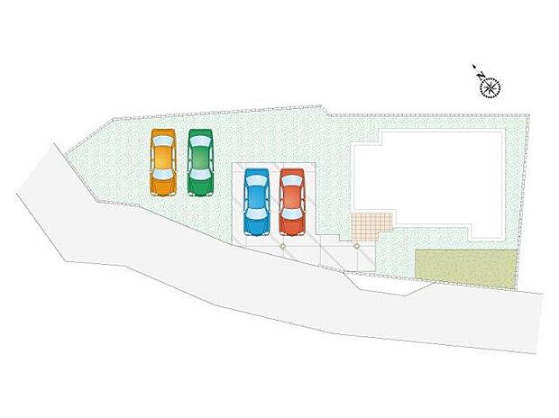 【【全体区画図】】お買い物施設や病院なども徒歩圏内にあり、地域のふれあいがある新栄町!敷地約81坪とゆとりのある広さです!5台以上駐車可能!