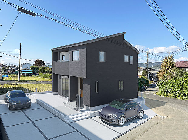 【【外観完成イメージ】】外観(完成イメージ)　駐車イメージ　※この画像は実際の現地の写真にCG合成したものです。