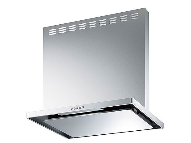 【【薄型レンジフード】】シンプルなデザインでインテリアになじみ、継ぎ目が少ない構造でお掃除がしやい、スリム型レンジフード。シロッコファン内蔵のため力強く排気します。ＬＥＤ手元照明付きです。

