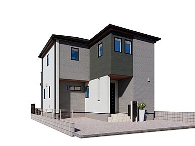 白とグレーのコントラストが洗練された印象を与えるモダンな外観。都市生活に馴染む、スタイリッシュで心地よい住まいです。 
