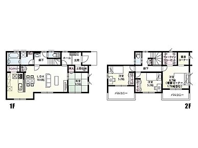 LDK広々18.6帖ございます！書斎コーナーもついていますので、リモートワークにもおすすめです！ 