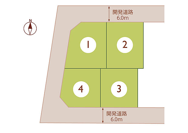 【【全体区画図】】前面道路は幅6.0ｍとゆとりがあり、お車の出し入れもスムーズに行えます！