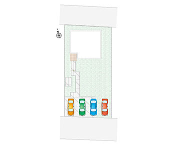 藤井上組（全12区画）5号棟 区画図：敷地面積300.49m2（90.89坪） 車4台可能です 