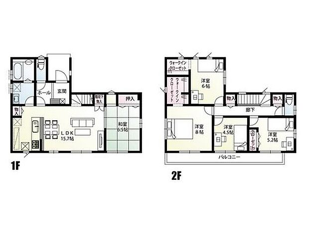 【5LDK】ご家族様の多い方にご好評の5LDKの間取りプラン！ウォークインクローゼット2か所他、各種収納設置！タッチレス水栓・食洗機等暮らしに便利な設備も充実したお勧め物件です♪