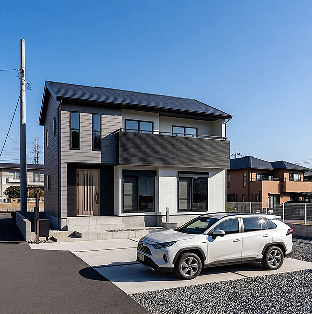 【3号棟:外観完成イメージ】現地写真にパースを合成したものです