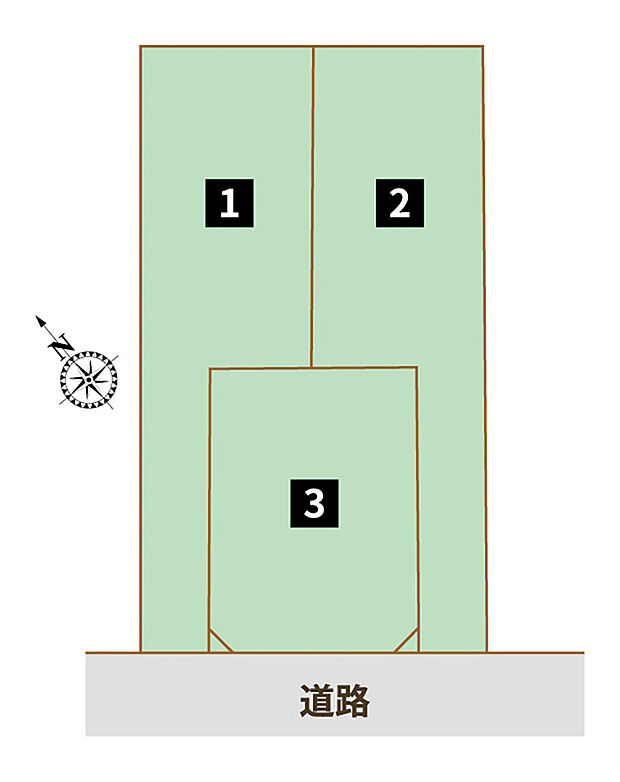 【【全体区画図】】生活環境の整った全3区画の分譲地です！嬉しい都市ガス・本下水エリア♪