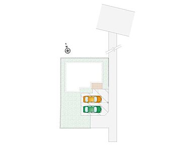 閑静な住宅街の中の分譲地です。並列２台駐車可能。 