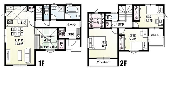 【3LDK】土間収納やウォークインクローゼットを備えた収納豊富な間取りです!ガス衣類乾燥機【幹太くん】搭載!洗濯時間が快適に◎
LDKの畳コーナーは4.5帖あり、お子様のお昼寝スペースや家族がくつろげる憩いの空間として活躍します。
主寝室は8帖+ウォークインクローゼット付きでゆとりがあります♪