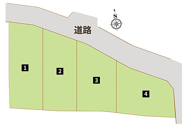 【【全体区画図】】周辺環境の整った全4区画の分譲地です!落ち着いた街並みが広がる、閑静な住宅街に位置しています。