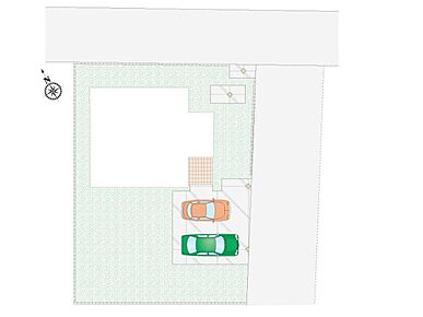 並列２台駐車可能。不在時の荷物の受け取りに便利な、宅配ボックス搭載門柱付き。 