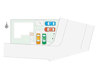 4台駐車可能です！東南角地の為、日当たりの良さと開放感を同時に享受できます♪ 