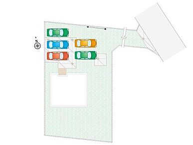 建物の周りにしっかりとスペースを残した開放感あふれる敷地配置。陽当たりや風通しも良好で、趣味やガーデニングも自由に楽しめる魅力的な住環境を叶えます。 