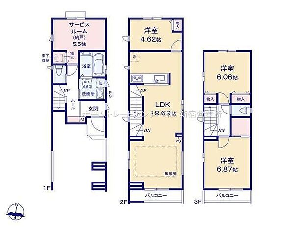 【3LDK+S】2階リビングは陽当たり・風通し共に良好で、ご家族みんなで過ごす空間をより居心地良くしてくれます。