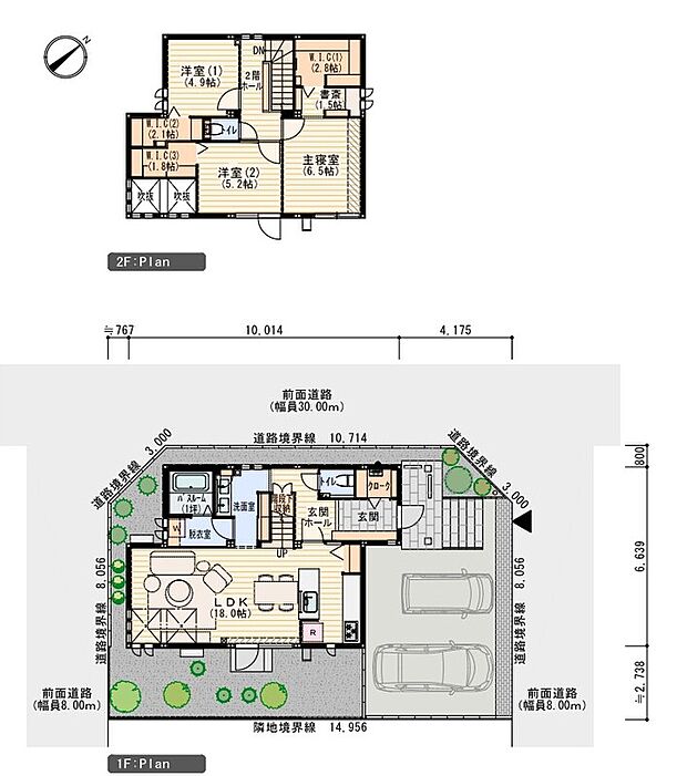 【3LDK+書斎】※プラン図は図面を基に描いておりますので、実際と多少異なる場合があります。家具、小物、外構は価格に含まれます。洗濯機・冷蔵庫・車は価格に含まれません。
延べ床面積:110.56m2(33.44坪)
ポーチ部分:3.18m2含む