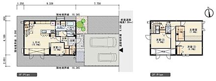 ※プラン図は図面を基に描いておりますので、実際と多少異なる場合があります。外構・小物は価格に含まれます。洗濯機・冷蔵庫・車は価格に含まれません。 