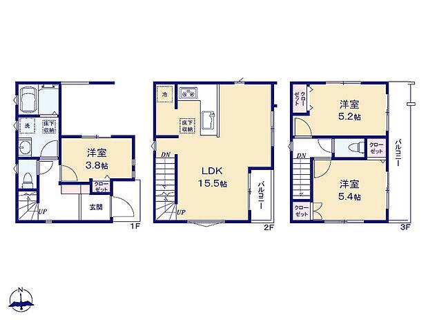 (１号棟)、価格3980万円、3LDK、土地面積46.9m2、建物面積81.76m2