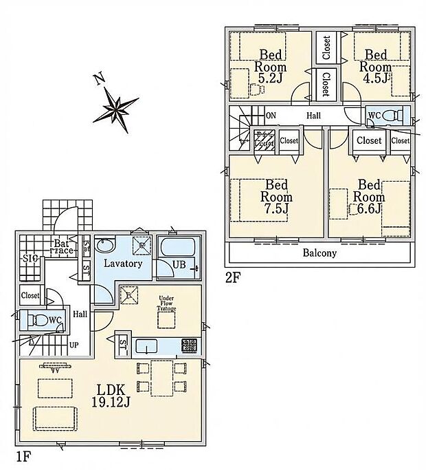 (１号棟)、価格6280万円、4LDK、土地面積129.53m2、建物面積103.26m2
