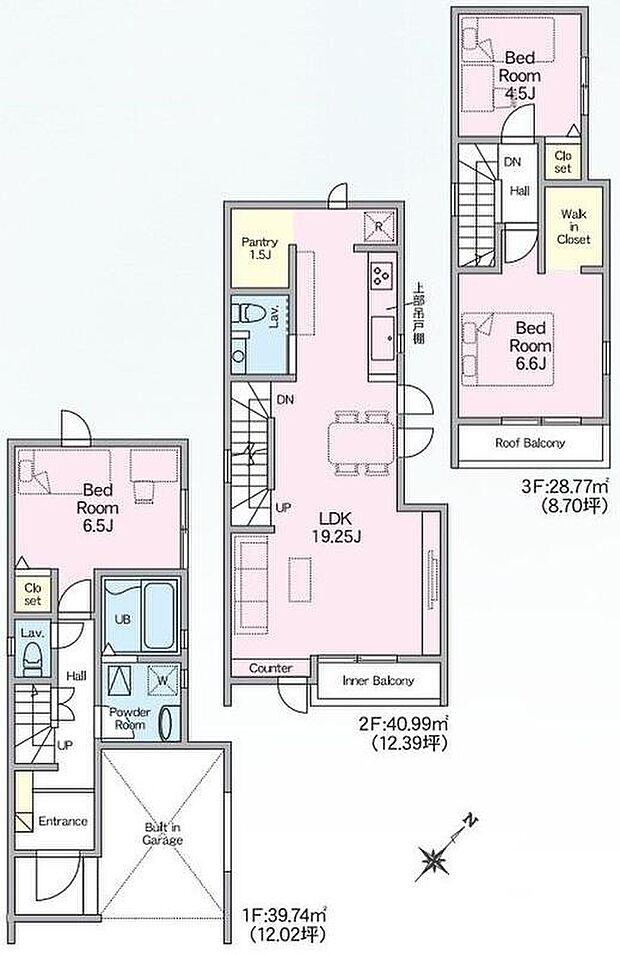 (１号棟)、価格1億480万円、3LDK、土地面積69.22m2、建物面積109.5m2
