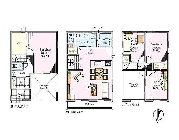 (1号棟)、価格4180万円、2LDK+2S、土地面積75.28m2、建物面積113.13m2