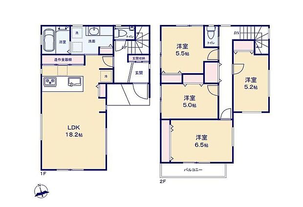 (1号棟)、価格6780万円、4LDK、土地面積90.2m2、建物面積98.95m2