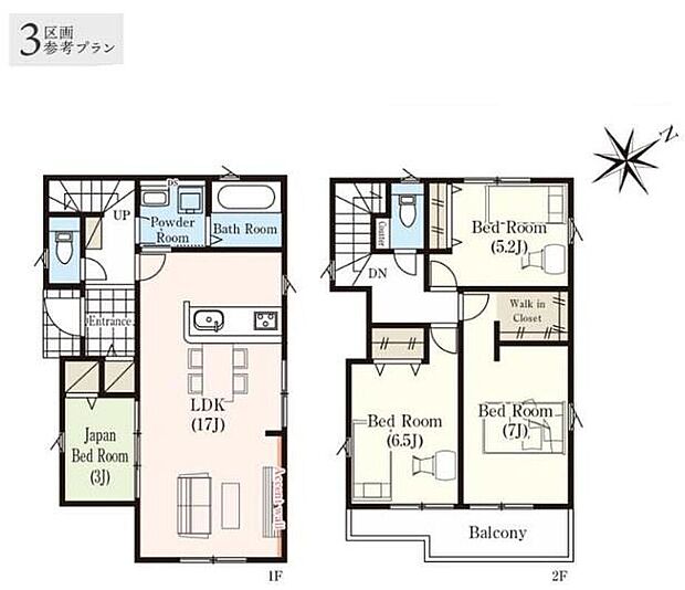 間取り・カラー選択可能の条件付き売地♪
建物プラン例(3区画)4LDK、土地価格3738万円、土地面積103.09m2、建物価格1760万円、建物面積93.57m2