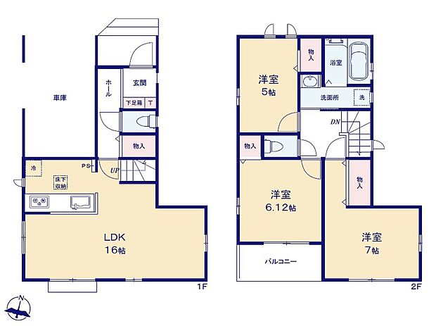 【3LDK】家族のコミュニケーションを重視した対面式キッチン・リビングイン階段プランです。