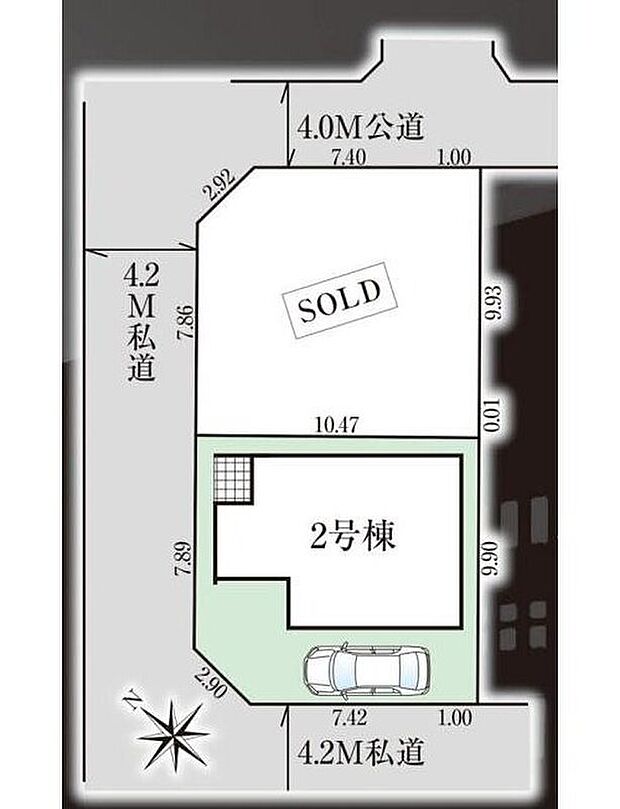 【全体区画図】カースペースございます。
車通りが少ない閑静な住宅地です。小さなお子様のいるご家庭にも安心の住環境♪