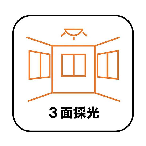 【【3面採光】】複数の方角から部屋へ日光を採り入れることができるため、一日を通して陽当たりが良く部屋が明るくなります。今の時代に欠かせない換気も良好です!