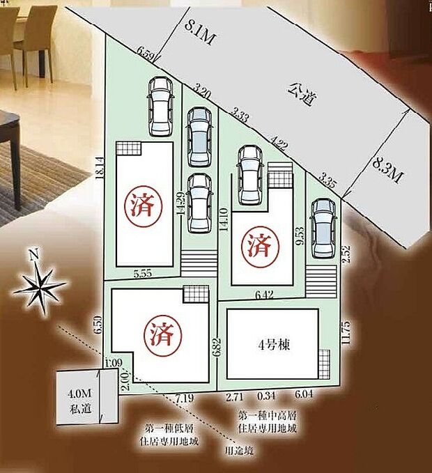 【全体区画図】西武池袋線「大泉学園」駅までバスで15分「大泉町四丁目」停歩5分♪