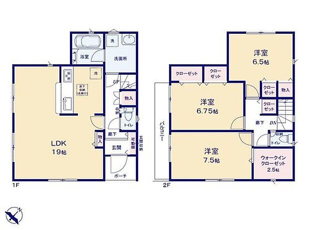 【3LDK】19帖の広いリビングは家族のだんらんはもちろん、お子様のリビング学習にもぴったり。
全居室6帖以上、収納完備でお部屋をすっきりとお使いいただけます♪