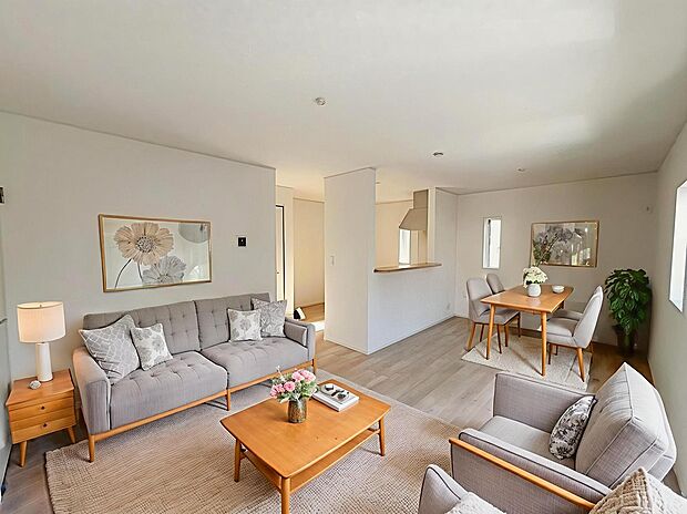 【☆Livingroom☆】ゆっくりくつろげる１６．５帖LDKに家族みんなが集まるコミュニケーションハウス。
※家具をCGで加工しています。家具付き販売ではございません。