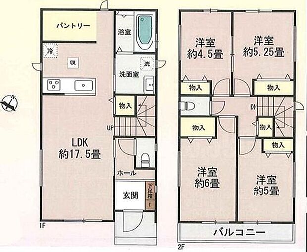 【4LDK】対面式キッチンからは、リビングにいるご家族の様子が一目で分かります。
小さいお子様がいても安心です。