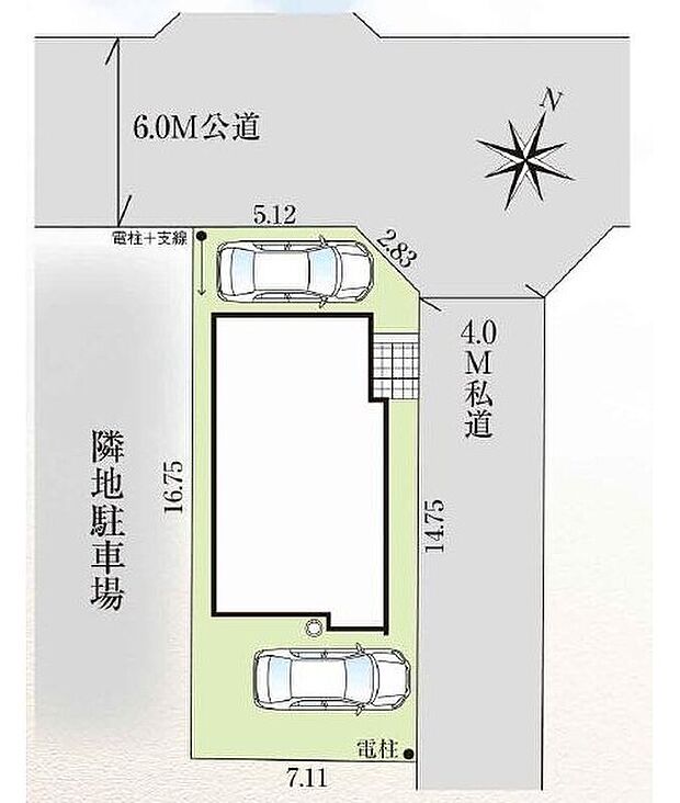 【全体区画図】カースペース２台ございます。