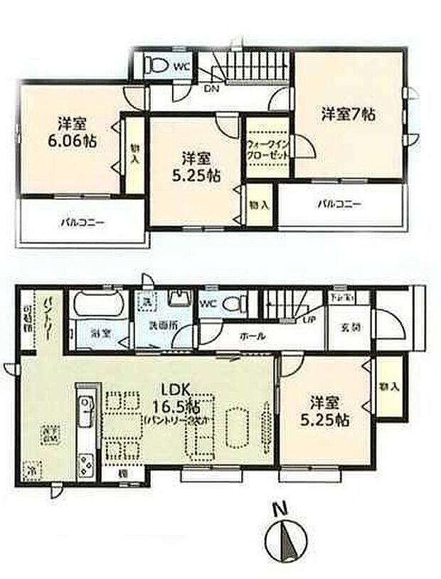 【4LDK】広々16.5帖のLDK!対面キッチンからはLDK全体を見渡せます♪
パントリーやウォークインクローゼットなど、大型収納でお部屋をスッキリ♪
晴れた日にはたっぷりのお洗濯ものを干すことができるバルコニー♪