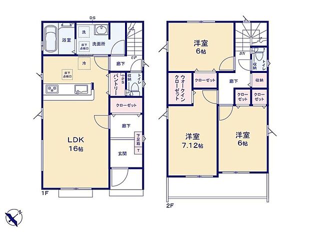 【3LDK】ご家族のご帰宅もすぐにわかるリビングスルー階段を採用☆大容量のパントリー付きなので、食料品や水の買い置き場所に困りません!主寝室にはWIC完備!お部屋が片付き大きなベッドも置けます♪