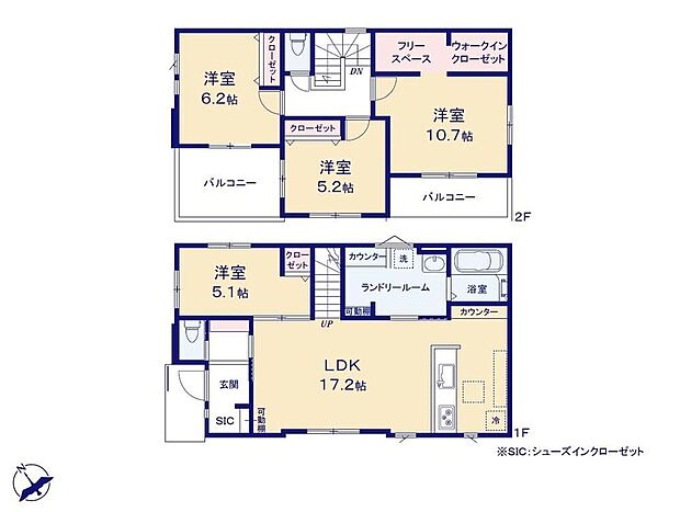 【4LDK】ゆとりある広々17.2帖LDK♪各室収納付きで収納力良好です♪
暮らしに合わせた用途に活かせるフリースぺース付き☆