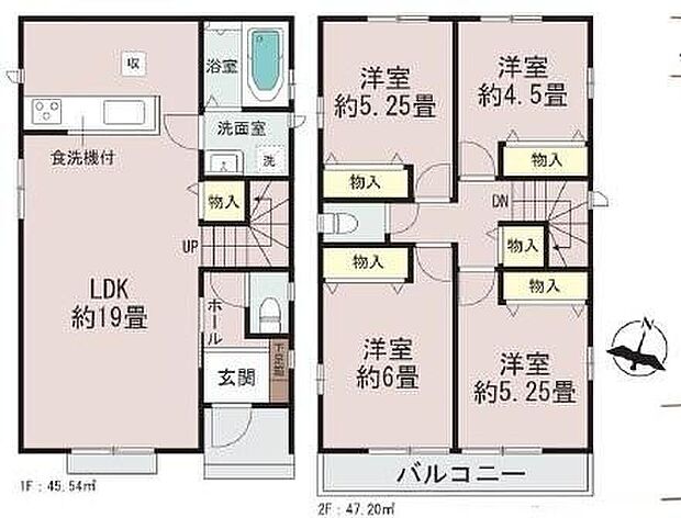 【4LDK】全室2面採光+南向きの陽当り・風通しのよい邸宅です♪LDKはゆとりある19帖でレイアウトの幅も広がります☆全居室収納完備♪