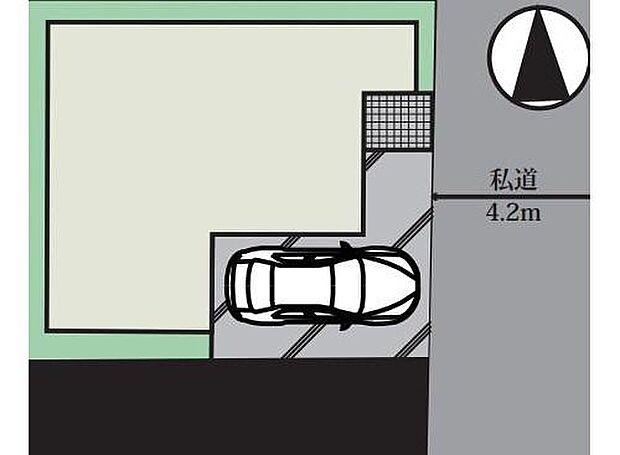 【全体区画図】お車から玄関までの距離が近いのでたくさんお買い物をした日も大丈夫♪雨の日も最小限の被害ですみます。