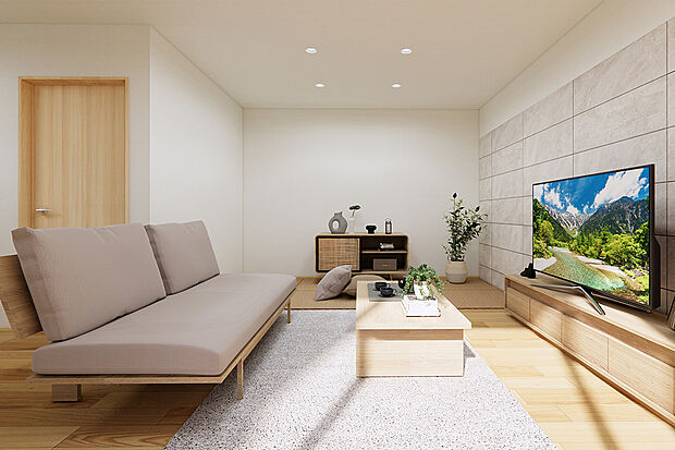 リビング横に設けられた畳スペースでは、置き畳を設置。赤ちゃんのハイハイの練習などにぴったり!/2号地完成予想パース