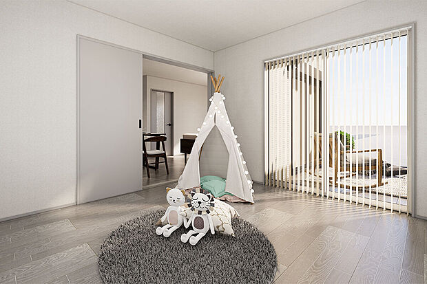 フレキシブルに使える居室。お子様の遊び場としても最適です♪/2号地完成予想パース