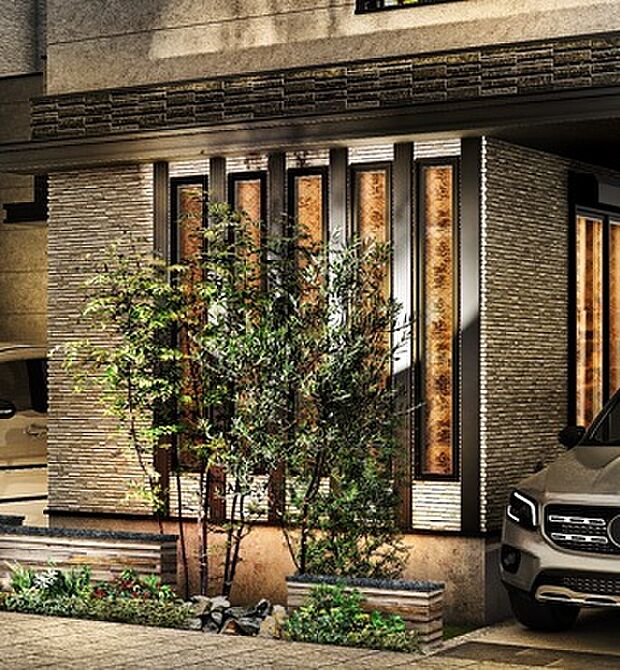 【5連スリット窓】シャープな垂直ラインを強調する5連のスリット窓は、計算された開口部によって、ファサードにリズムと緊張感とモダンな印象を付加。端正な美しさを描く計算された開口部が、都会的な洗練さを同時に表現しています。