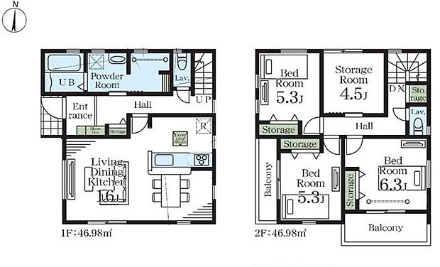 (1号棟)、価格3080万円、3LDK+S、土地面積98.83m2、建物面積93.96m2