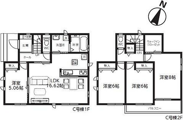(C号棟)、価格4390万円、4LDK、土地面積107m2、建物面積98.54m2